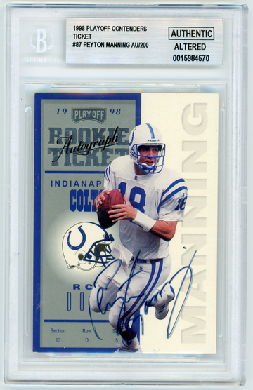 PEYTON MANNING 1998 Playoff Contenders Rookie Ticket Auto BGS Authentic SP/200