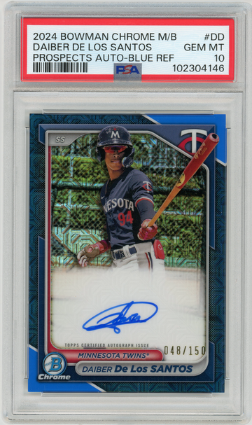 DAIBER DE LOS SANTOS 2024 Bowman Chrome 1st Blue Refractor Auto #48/150 PSA 10