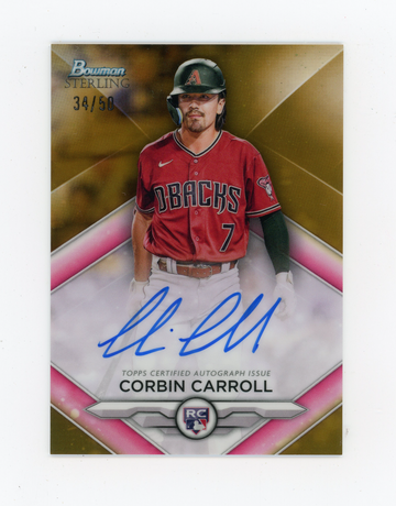 CORBIN CARROLL 2023 Bowman's Best GOLD Refractor Auto Rc #34/50