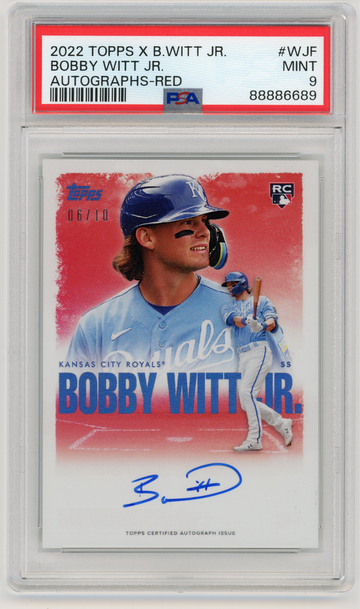 BOBBY WITT JR 2022 Topps X RED Auto Rc #6/10 PSA 9