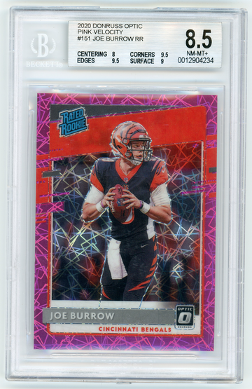 JOE BURROW 2020 Panini Donruss Optic Pink Velocity Rc #62/79 BGS 8.5
