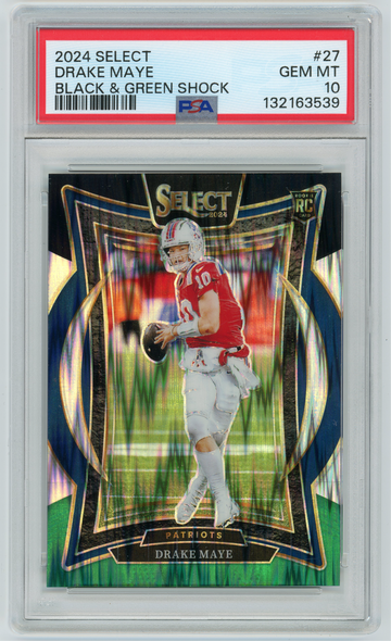 DRAKE MAYE 2024 Panini Select Black & Green Shock Rc #27 PSA 10