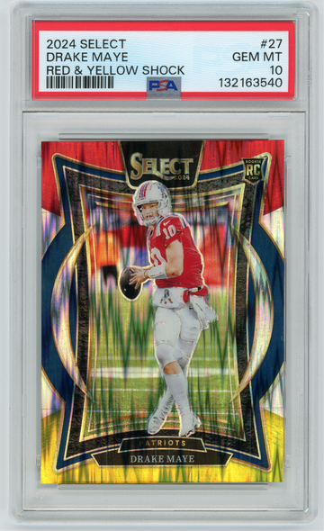 DRAKE MAYE 2024 Panini Select Red & Yellow Shock Rc #27 PSA 10