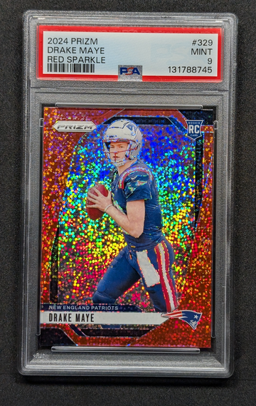 2024 Prizm Drake Maye #329 Red Sparkle • Rookie • PSA 9
