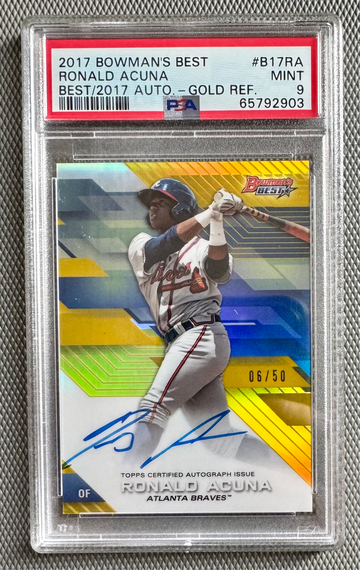 Ronald Acuna 2017 Bowman’s Best Gold Refractor /50 Auto B17RA Atlanta Braves MVP
