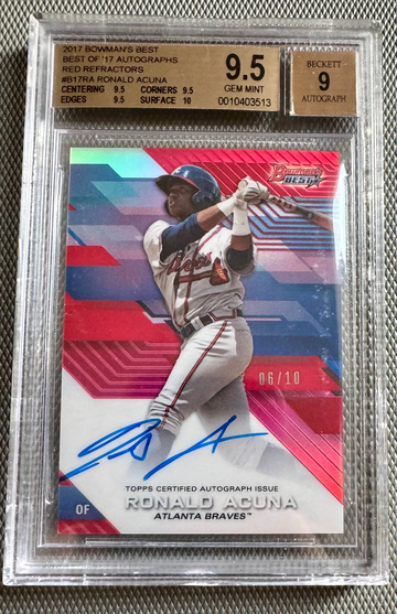 2017 Bowman’s Best Ronald Acuna RED Refractor /10 Auto B17RA Atlanta Braves MVP