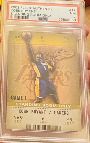 2002 Fleer Authentix Kobe Bryant Standing Room Only Jersey #’d 24/25 PSA 7