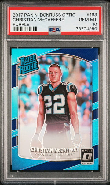 2017 Donruss Optic Christian McCaffrey Rookie Purple Prizm /50 PSA 10
