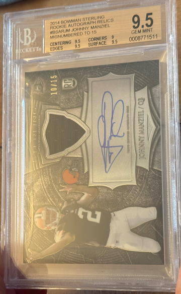 2014 Bowman Sterling Johnny Manziel Rookie Blue Wave  /15 BGS 9.5 Auto 10