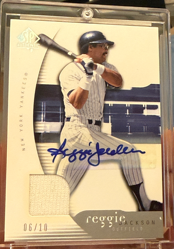 2005 SP Authentic Reggie Jackson Materials Signature Jersey Auto /10