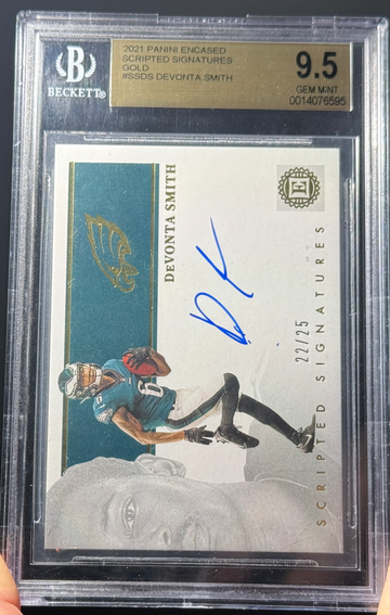 2021 Encased Devonta Smith Rookie Auto Scripted Signatures Gold /25 BGS 9.5