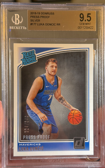2018 Donruss Luka Doncic Rated Rookie Press Proof Silver /249 BGS 9.5