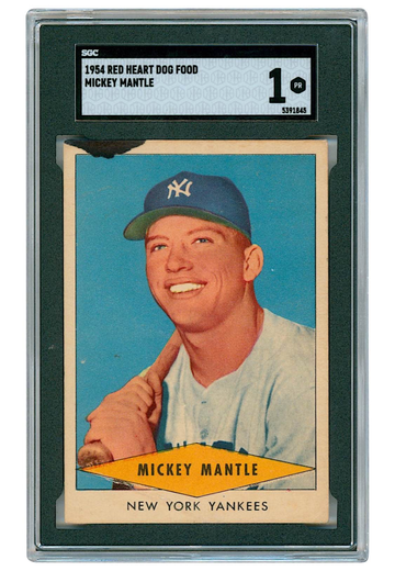 1954 Red Heart Dog Food Mickey Mantle SGC 1