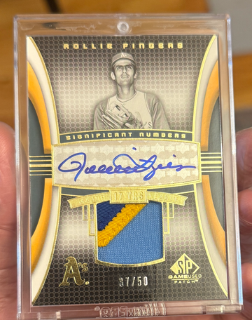 2004 SP Game Used Rollie Fingers Significant Numbers Jersey Patch Auto /50