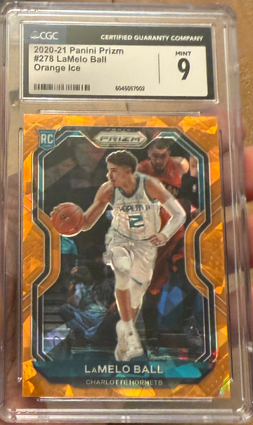 2020 Panini Prizm Lamelo Ball Rookie Orange Ice Prizm CGC 9