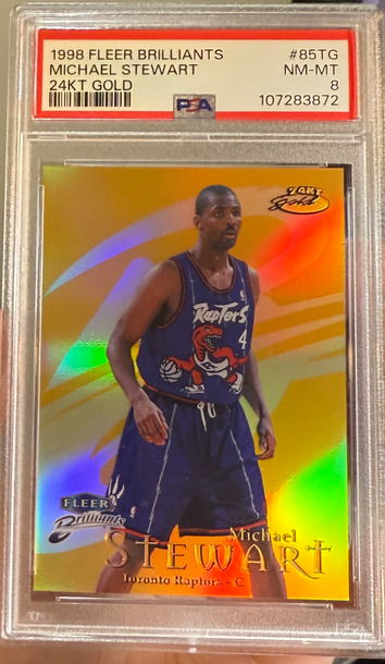 1998 Fleer Brilliants Michael Stewart 24 Karat Gold 24KT /24 PSA 8