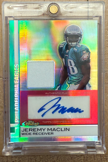 2009 Topps Finest Jeremy Maclin Rookie Jersey Auto Patch Red Refractor /15