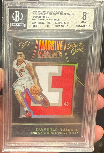 2016 Black Gold Collegiate D'Angelo Russell Massive Materials Super Prime 1/1 BGS 8