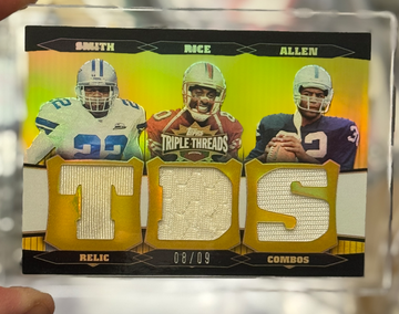 2006 Topps Triple Threads Jerry Rice Emmitt Smith Marcus Allen Relics Gold /9