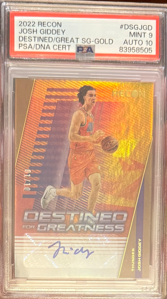 2022 Panini Recon Josh Giddey Destined For Greatness Gold Auto /10 PSA 9 Auto 10