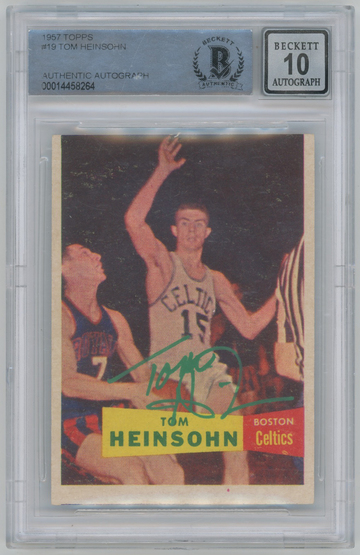 1957 Topps Tom Tommy Heinsohn Rookie Signed BGS BAS 10 Auto 