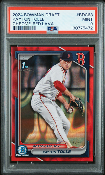 2024 Bowman Draft Chrome 1st Rookie Payton Tolle Red Lava /5 PSA 9