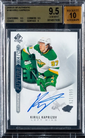 2020-21 SP Authentic Kirill Kaprizov Future Watch Rookie Autograph /999 BGS 9.5 Auto 10