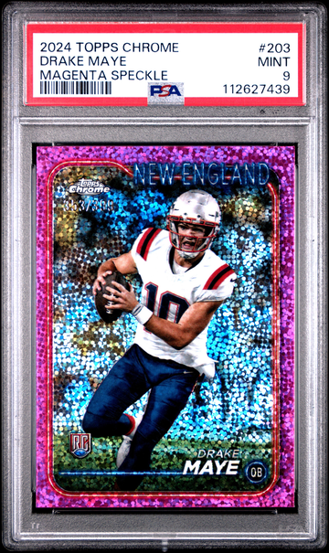 2024 Topps Chrome Drake Maye Rookie Magenta Sparkle /399 PSA 9