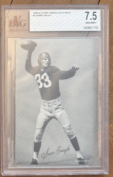 1948-52 Exhibit Sammy Baugh W468 #3 Black & White BVG 7.5