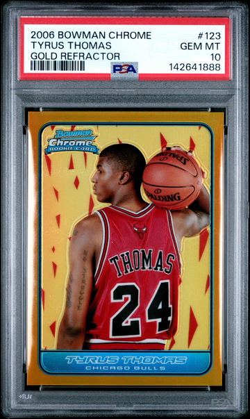 2006 Bowman Chrome Tyrus Thomas Rookie Gold Refractor /50 PSA 10