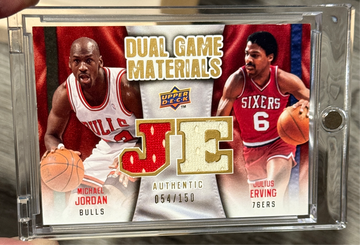 2009 Upper Deck Michael Jordan Julius Erving Dual Game Materials Jersey Patch Gold /150