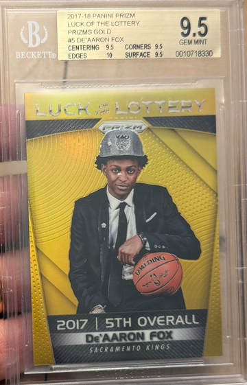 2017 Panini Prizm De’Aaron Fox Luck Of The  Lottery Gold Rookie /10 BGS 9.5