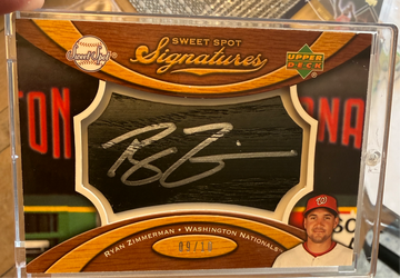 2007 Upper Deck Sweet Spot Ryan Zimmerman Signatures Black Bat Barrel Silver Ink Auto /10