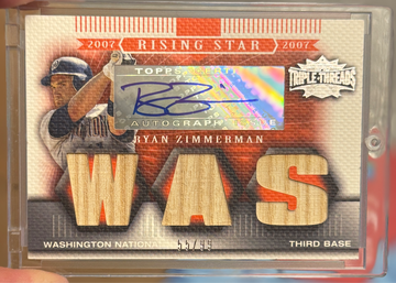 2007 Topps Triple Threads Ryan Zimmerman Rising Star Bat Auto /99