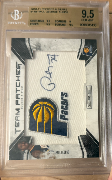 2010-11 Panini Rookies & Stars Paul George Team Patches Rookie BGS 9.5 Auto 10