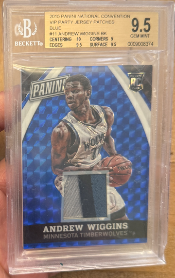 2015 National Convention Andrew Wiggins VIP Party Jersey Patch Blue Rookie /25 BGS 9.5 