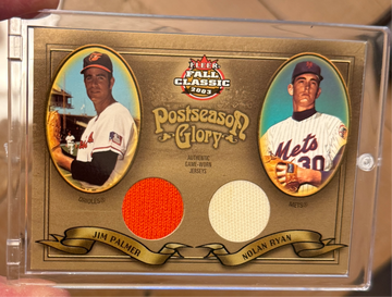 2003 Fleer Fall Classic Nolan Ryan Jim Palmer Postseason Glory Dual Game Worn Jersey /100