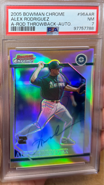 2005 Bowman Chrome Alex Rodriguez 1996 Throwback Auto /50 PSA 7