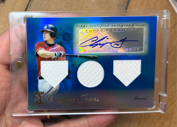 2009 Topps Tribute Chipper Jones Blue Triple Jersey Patch Relics Auto /75