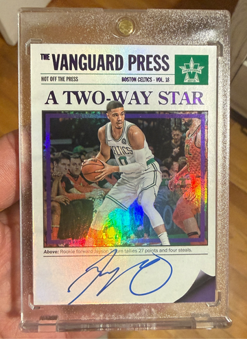 2017 Panini Vanguard Jayson Tatum Hot Off The Press Rookie Auto Purple /49