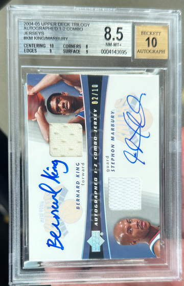 2004 Trilogy Bernard King Stephon Marbury 1-2 Combo Jersey /10 BGS 8.5 Auto 10