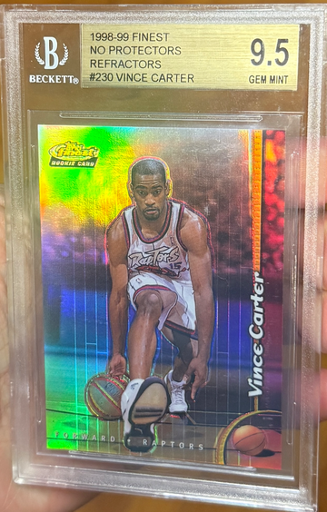 1998 Finest Vince Carter Rookie No-Protector Dual Sided Refractor BGS 9.5