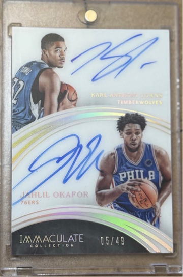 2015-16 Immaculate Collection Karl-Anthony Towns Jahlil Okafor Rookie Auto /49