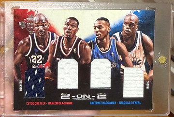 2013 Court Kings Shaquille O’Neal Anfernee Hardaway Hakeem Olajuwon Clyde Drexler 2 on 2 Game Worn Jersey /49