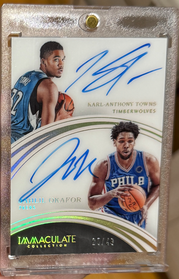 2015-16 Immaculate Collection Karl-Anthony Towns Jahlil Okafor Rookie Auto /49