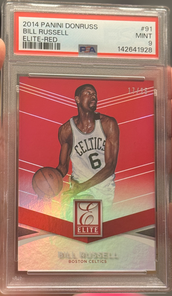 2014 Panini Donruss Bill Russell Elite Red /25 PSA 9