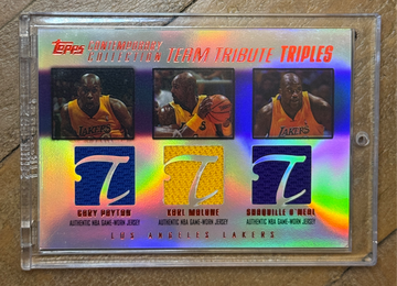 2003 Topps Contemporary Collection Shaquille O'Neal Gary Payton Karl Malone Team Tribute Triples Jersey /50