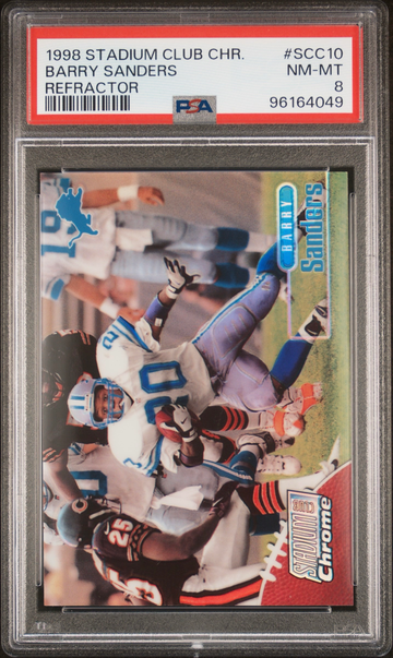 1998 Stadium Club Chrome Barry Sanders Refractors PSA 8