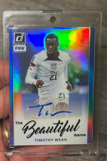 2023 Donruss Soccer Timothy Weah Beautiful Game Blue Auto /99 Team USA World Cup