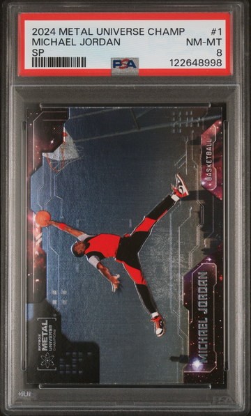 2024 Skybox Metal Universe Michael Jordan SP JumpMan 85 Nike Promo PSA 8